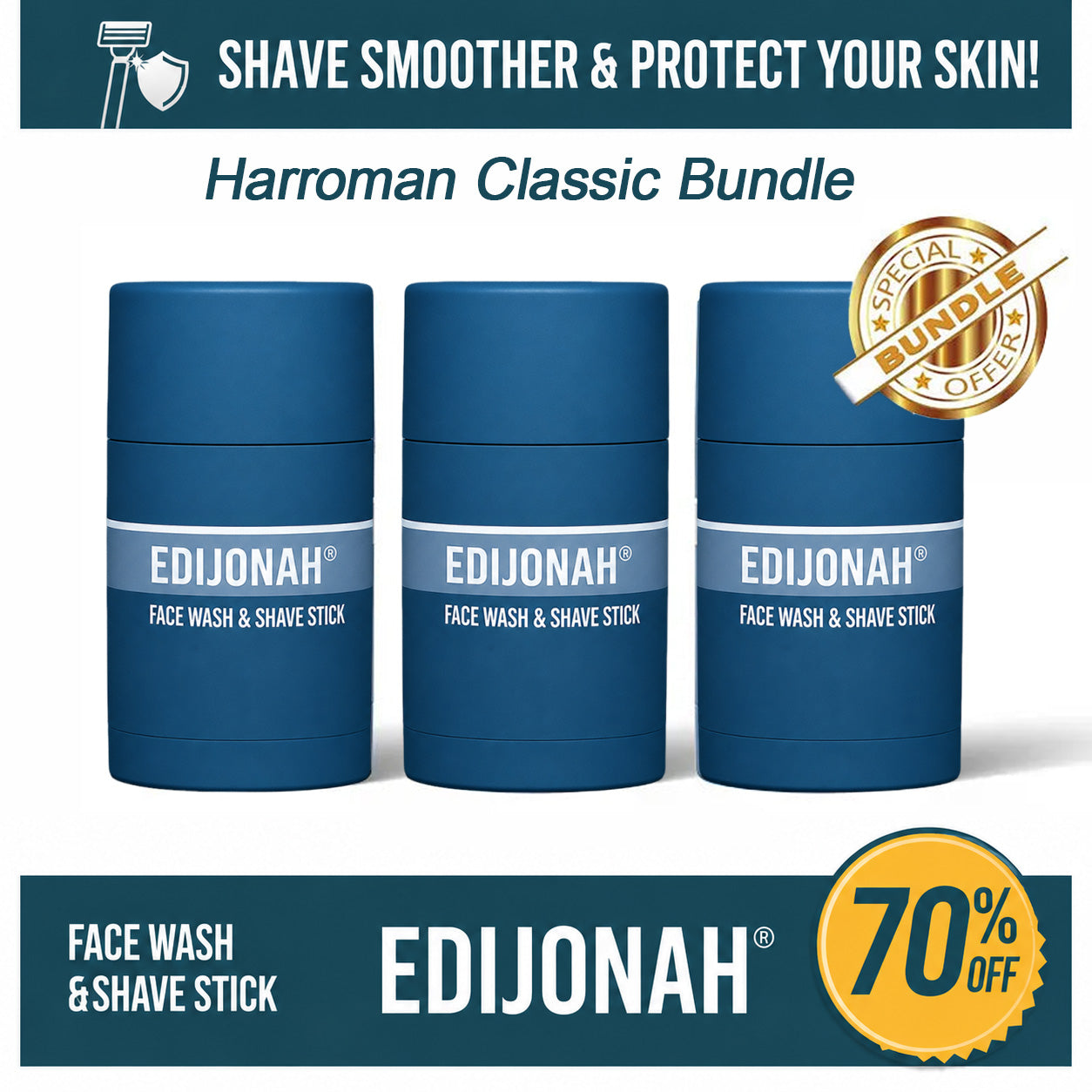 EDIJONAH® 2-in-1 Facial Cleansing shave stick | Softens Beard Roots Protects Skin Moisturizes Soothes Simple Convenient Travel Size Creamy Texture