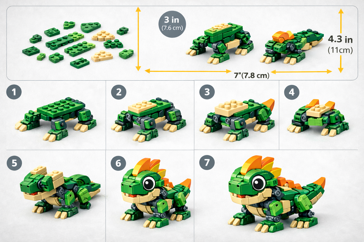 DINO Building Block Set — Cute Spiky Dino (540 PCS, Ages 6+)