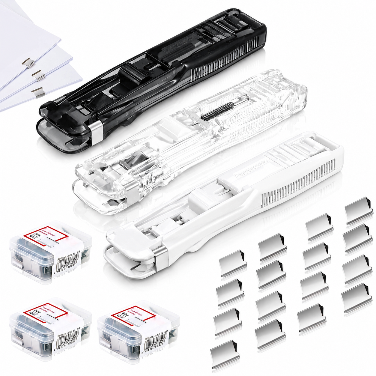 📎 SVOZK® Portable Binder Clip Stapler Set | 📝 Keep Papers Secure Without Staples | 2 Dispensers + 100 Mini Binder Clips