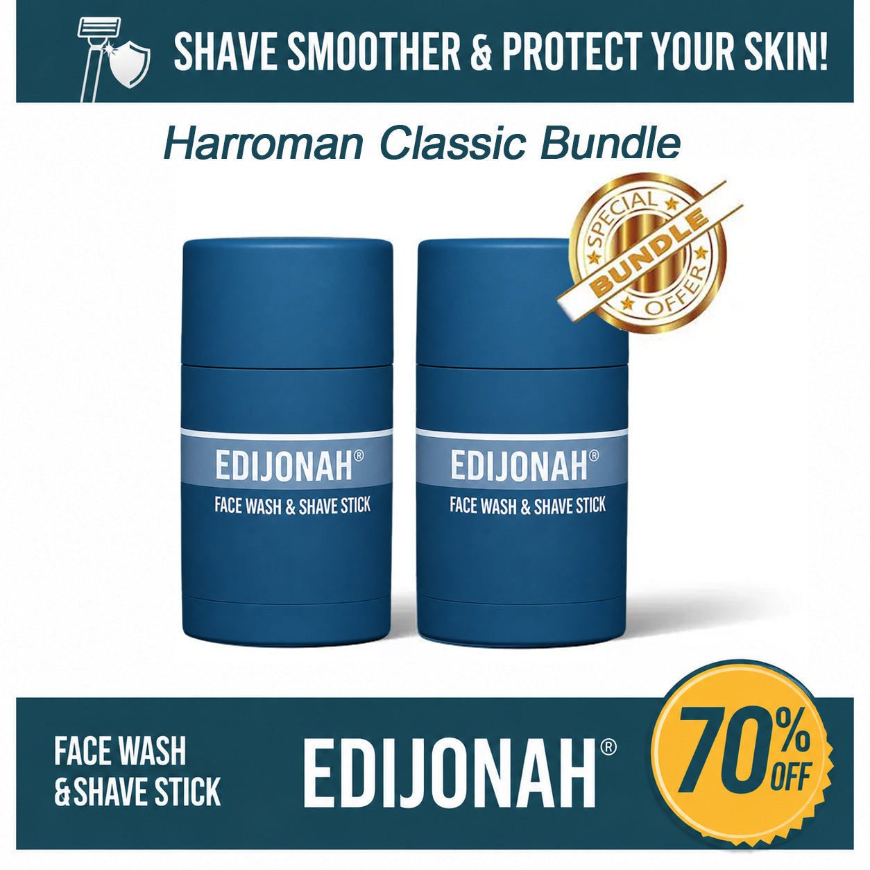 EDIJONAH® 2-in-1 Facial Cleansing shave stick | Softens Beard Roots Protects Skin Moisturizes Soothes Simple Convenient Travel Size Creamy Texture