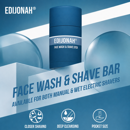 EDIJONAH® 2-in-1 Facial Cleansing shave stick | Softens Beard Roots Protects Skin Moisturizes Soothes Simple Convenient Travel Size Creamy Texture
