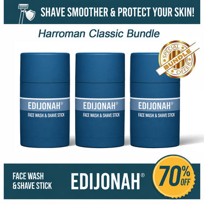EDIJONAH® 2-in-1 Facial Cleansing shave stick | Softens Beard Roots Protects Skin Moisturizes Soothes Simple Convenient Travel Size Creamy Texture