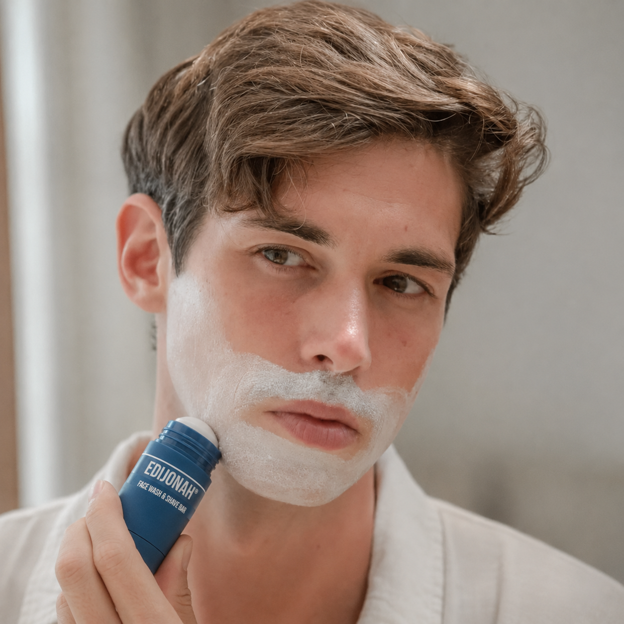 EDIJONAH® 2-in-1 Facial Cleansing shave stick | Softens Beard Roots Protects Skin Moisturizes Soothes Simple Convenient Travel Size Creamy Texture
