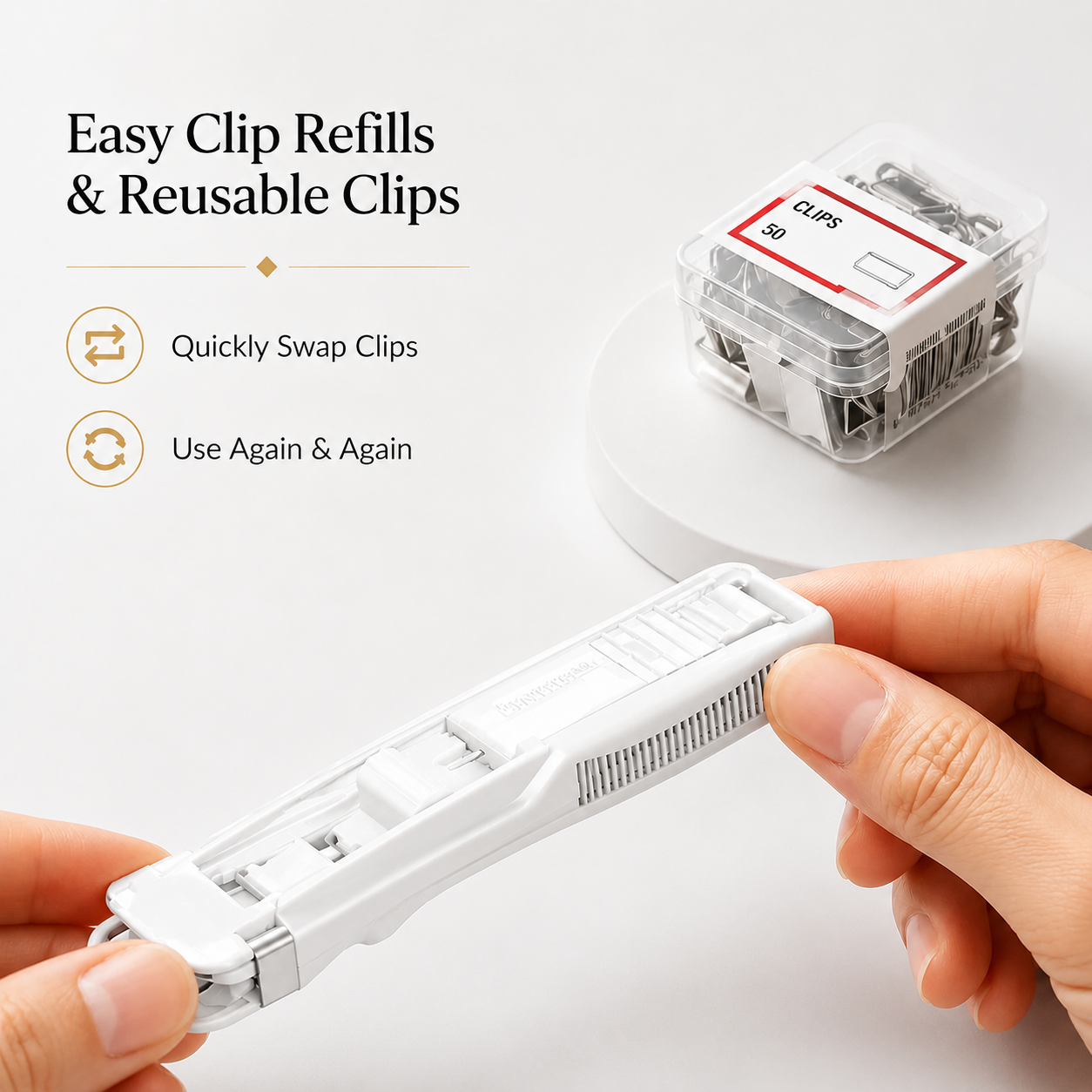 📎 SVOZK® Portable Binder Clip Stapler Set | 📝 Keep Papers Secure Without Staples | 2 Dispensers + 100 Mini Binder Clips