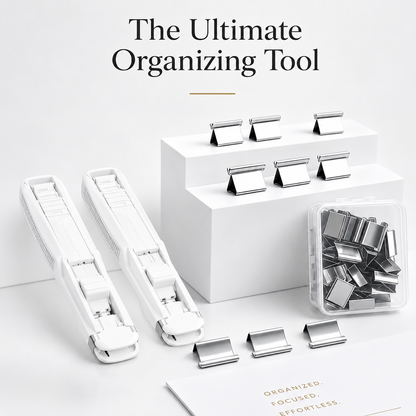 📎 SVOZK® Portable Binder Clip Stapler Set | 📝 Keep Papers Secure Without Staples | 2 Dispensers + 100 Mini Binder Clips