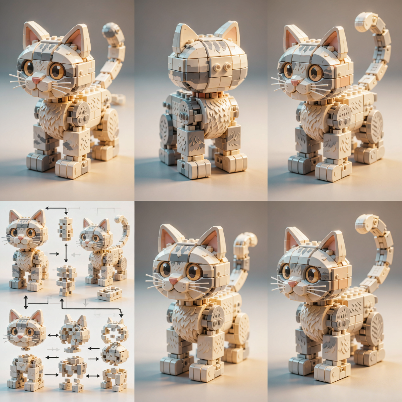 CAT Building Block Set — Cute Tabby Cat Model (825 PCS)