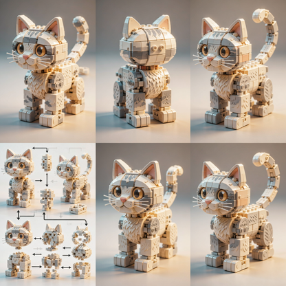 CAT Building Block Set — Cute Tabby Cat Model (825 PCS)