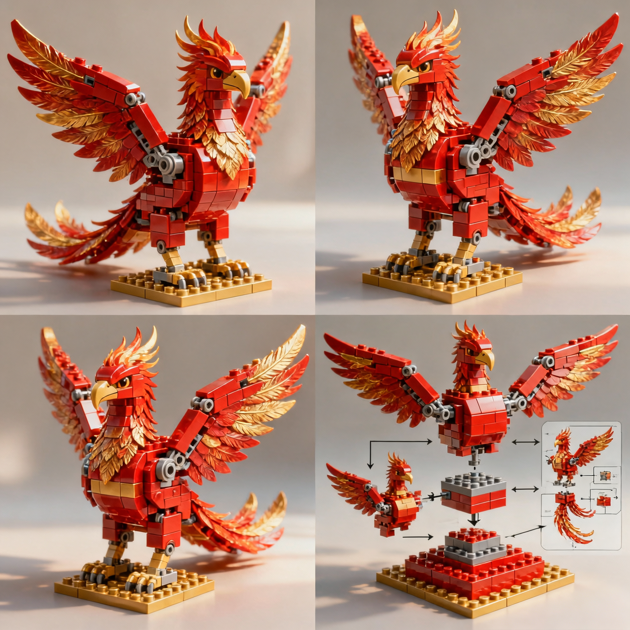 Majestic Fire Phoenix — Premium Display Building Block Set (693 PCS)