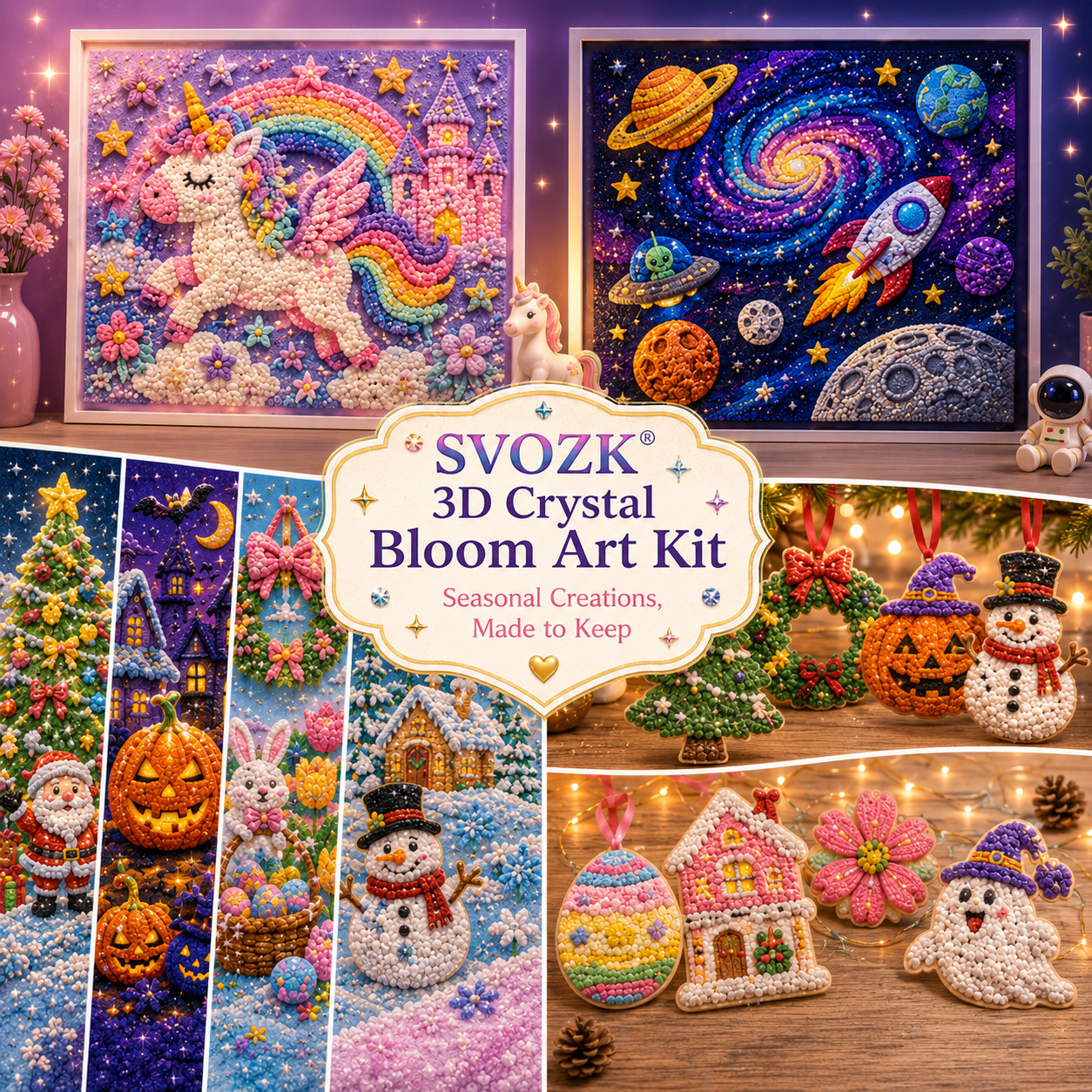 🔥 Save 50% by Ordering Today丨🌸 SVOZK® 3D Crystal Bloom Art Kit – Turn Flat Paintings Into Sparkling 3D Art 🎨