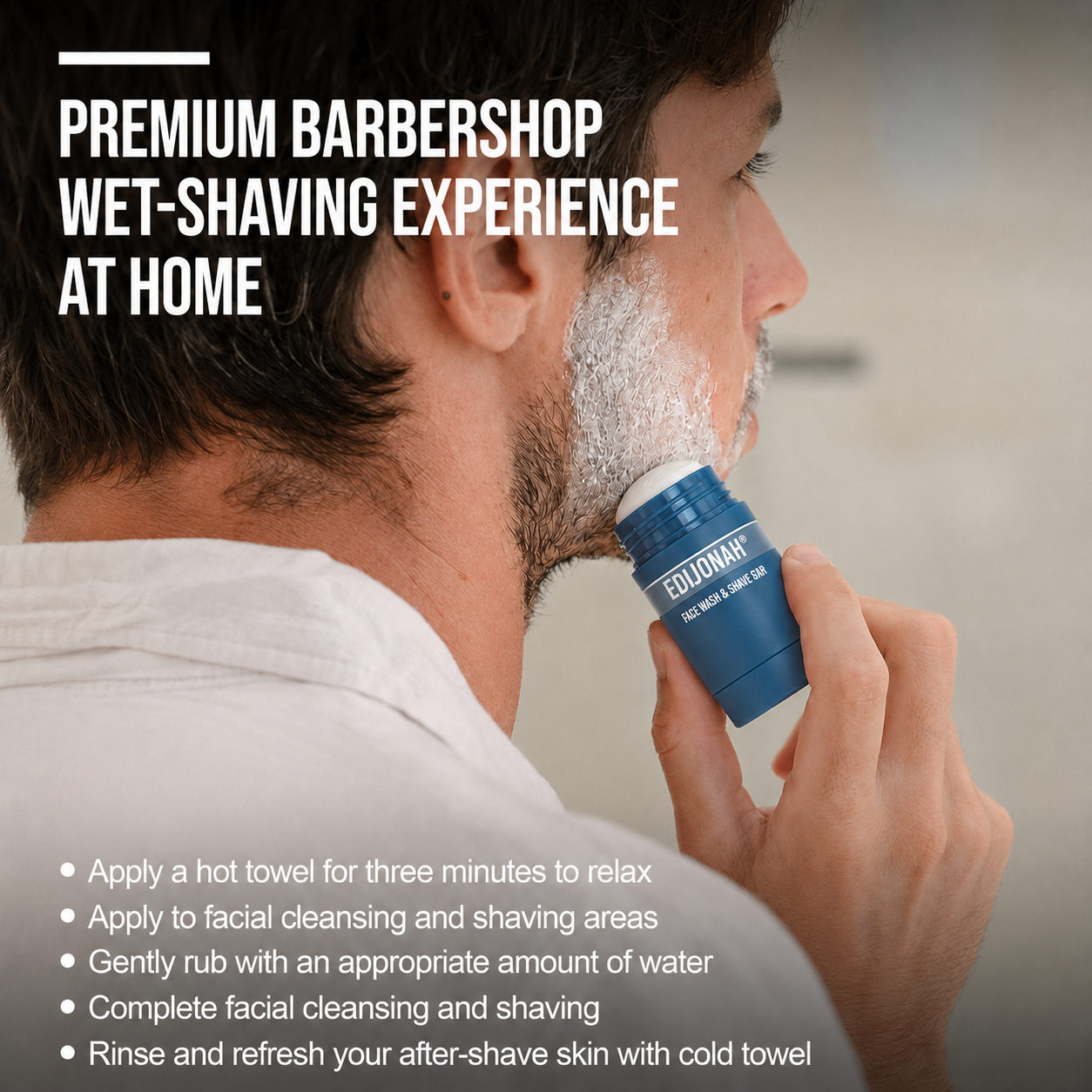 EDIJONAH® 2-in-1 Facial Cleansing shave stick | Softens Beard Roots Protects Skin Moisturizes Soothes Simple Convenient Travel Size Creamy Texture
