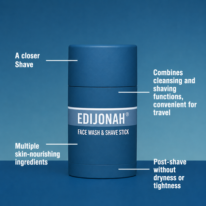 EDIJONAH® 2-in-1 Facial Cleansing shave stick | Softens Beard Roots Protects Skin Moisturizes Soothes Simple Convenient Travel Size Creamy Texture