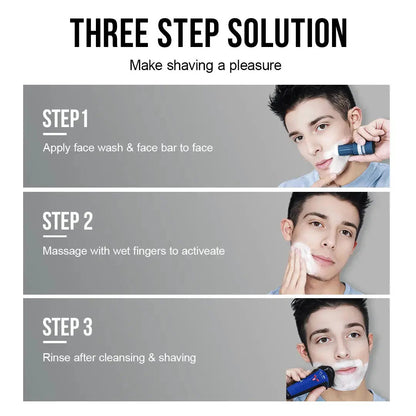 EDIJONAH® 2-in-1 Facial Cleansing shave stick | Softens Beard Roots Protects Skin Moisturizes Soothes Simple Convenient Travel Size Creamy Texture