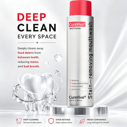 ⚡TODAY ONLY 50% OFF丨CureVivo® Bright White Mouthwash🦷 Removes Odor • Fights Plaque • Whitens & Freshens Breath